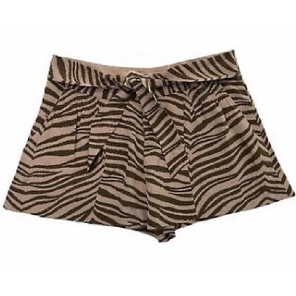 • Rebecca Taylor • Zebra Print Silk Tie Shorts • SZ 6 • Retail $225